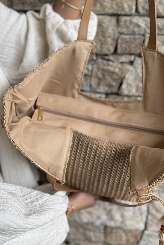 Varda Raffia Tote Bag Dark